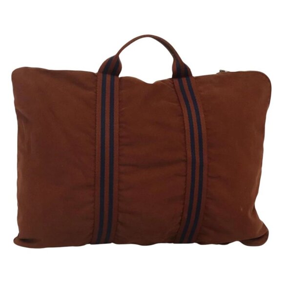 HERMES Fourre ToutPorte Documents Business Bag Canvas Brown Navy - Picture 1 of 15